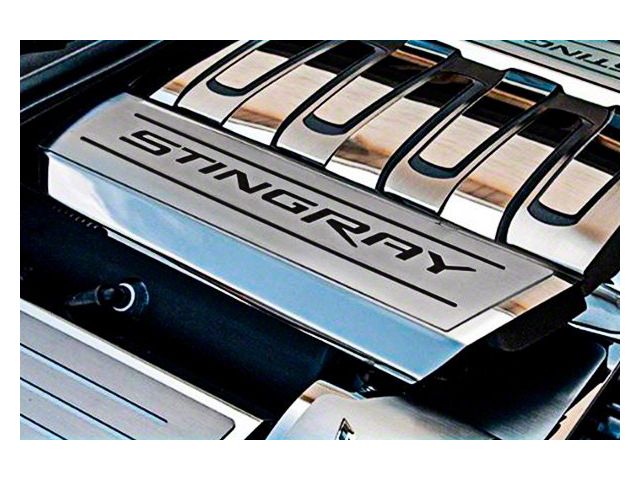 Fuel Rail Covers with Stingray Logo; Brushed Black Inlay (14-19 Corvette C7)
