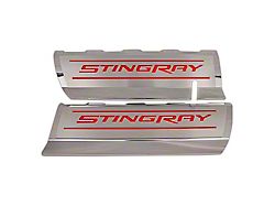 Fuel Rail Covers with Stingray Logo; Solid Bright Red (14-19 Corvette C7)