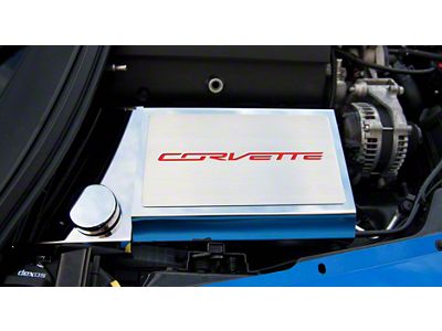 Fuse Box Cover with Corvette Lettering; Solid Bright Red (14-19 Corvette C7, Excluding ZR1)