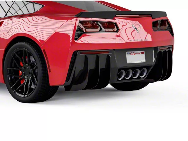 Genali Rear Diffuser Add-On; Gloss Carbon Fiber Vinyl (14-19 Corvette C7)