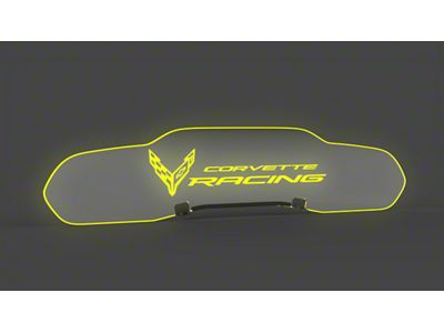 Glow Plate with Flag and Corvette Racing Logo; Clear; Amber/Yellow Lighting Kit (20-25 Corvette C8 Coupe)