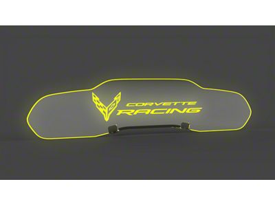 Glow Plate with Amber/Yellow Flag and Corvette Racing Logo; Clear (20-24 Corvette C8 Coupe)