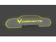 Glow Plate with Amber/Yellow Flags Left of Text Logo; Clear (20-24 Corvette C8 Coupe)