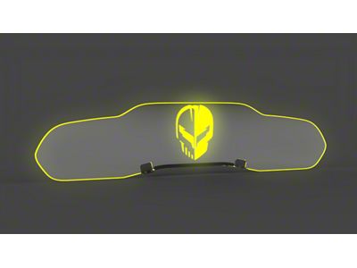 Glow Plate with Jake Skull over C8.R Logo; Clear; Amber/Yellow Lighting Kit (20-25 Corvette C8 Coupe)