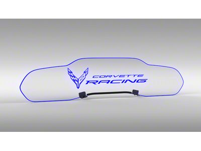 Glow Plate with Flag and Corvette Racing Logo; Clear; Blue Lighting Kit (20-25 Corvette C8 Coupe)