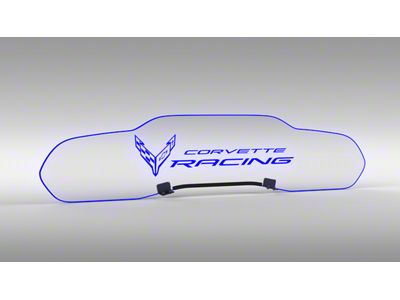 Glow Plate with Blue Flag and Corvette Racing Logo; Clear (20-24 Corvette C8 Coupe)