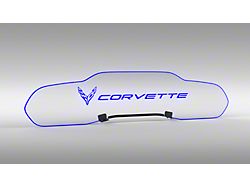 Glow Plate with Blue Flags Left of Text Logo; Clear (20-24 Corvette C8 Coupe)