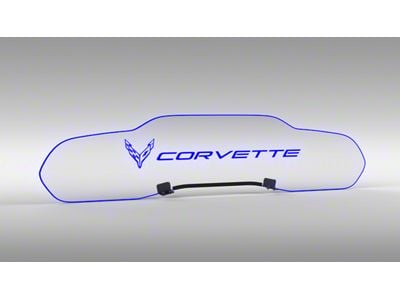 Glow Plate with Blue Flags Left of Text Logo; Clear (20-24 Corvette C8 Coupe)