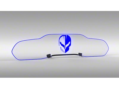 Glow Plate with Jake Skull over C8.R Logo; Clear; Blue Lighting Kit (20-25 Corvette C8 Coupe)