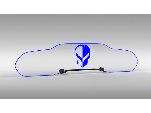 Glow Plate with Blue Jake Skull over C8.R Logo; Clear (20-24 Corvette C8 Coupe)