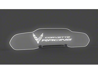 Glow Plate with Flag and Corvette Racing Logo; Clear; Extreme Lighting Kit (20-24 Corvette C8 Coupe)