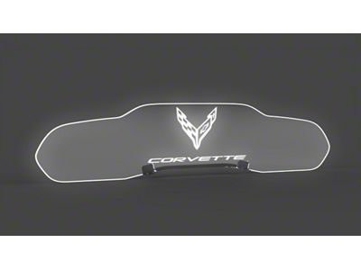 Glow Plate with Flags Over Text Logo; Clear; Extreme Multi-Color Lighting Kit (20-25 Corvette C8 Coupe)