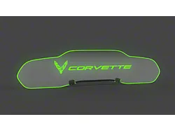 Glow Plate with Green Flags Left of Text Logo; Clear (20-24 Corvette C8 Coupe)
