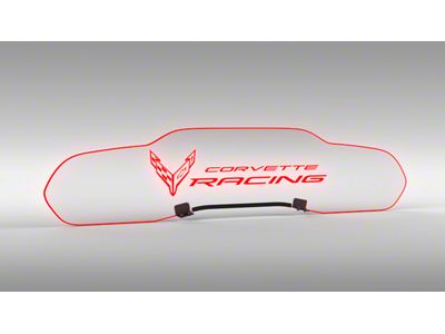 Glow Plate with Flag and Corvette Racing Logo; Clear; Red Lighting Kit (20-25 Corvette C8 Coupe)