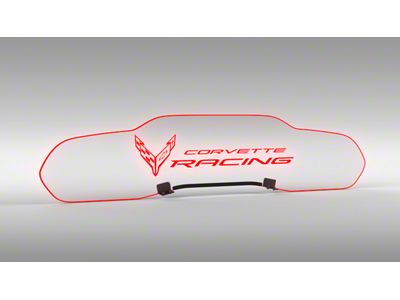 Glow Plate with Red Flag and Corvette Racing Logo; Clear (20-24 Corvette C8 Coupe)