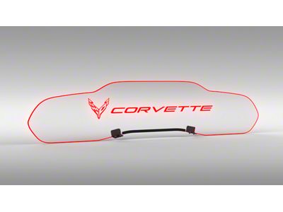 Glow Plate with Red Flags Left of Text Logo; Clear (20-24 Corvette C8 Coupe)