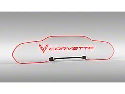 Glow Plate with Red Flags Left of Text Logo; Clear (20-24 Corvette C8 Coupe)
