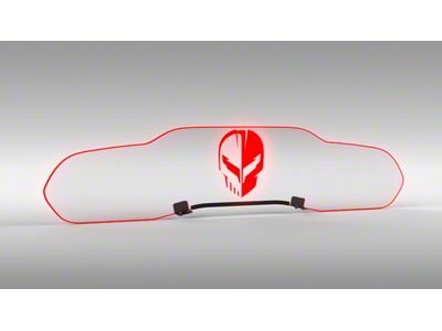 Glow Plate with Jake Skull over C8.R Logo; Clear; Red Lighting Kit (20-25 Corvette C8 Coupe)