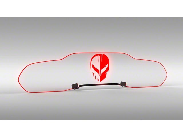 Glow Plate with Red Jake Skull over C8.R Logo; Clear (20-24 Corvette C8 Coupe)