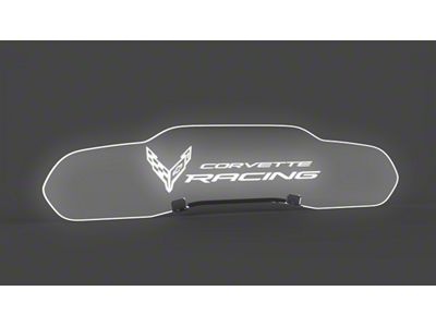 Glow Plate with Flag and Corvette Racing Logo; Clear; White Lighting Kit (20-25 Corvette C8 Coupe)