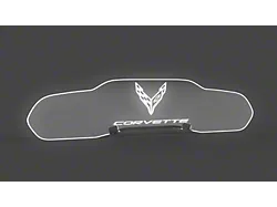 Glow Plate with White Flags Over Text Logo; Clear (20-24 Corvette C8 Coupe)