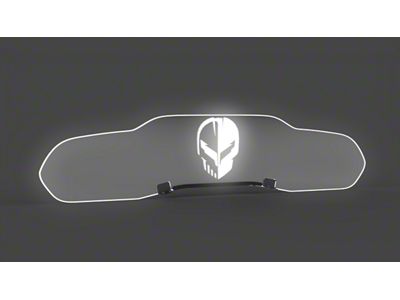 Glow Plate with Jake Skull over C8.R Logo; Clear; White Lighting Kit (20-25 Corvette C8 Coupe)