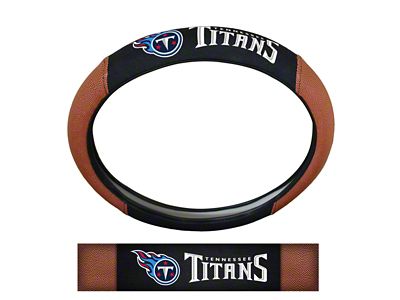 Grip Steering Wheel Cover with Tennessee Titans Logo; Tan and Black (Universal; Some Adaptation May Be Required)