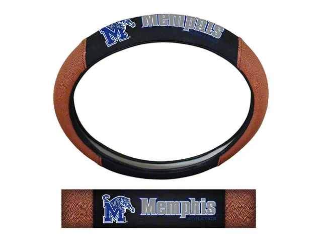 Grip Steering Wheel Cover with University of Memphis Logo; Tan and Black (Universal; Some Adaptation May Be Required)