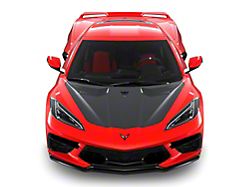 GT3R Style Side Vented Extractor Hood; Carbon Fiber (20-26 Corvette C8)