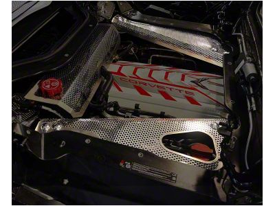 Header Guard and Crossmember Covers; Perforated; Stainless (20-25 Corvette C8 Convertible)