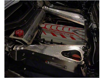 Header Guard and Crossmember Covers; Perforated; Stainless (20-24 Corvette C8 Convertible)
