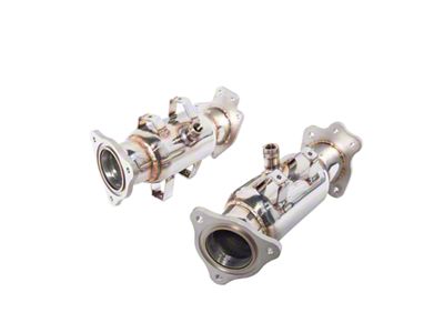 High-Flow Catted Rear Pipes; Brushed Silver (20-25 Corvette C8)
