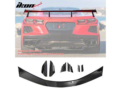 High Wing Rear Spoiler; Carbon Fiber Print (20-25 Corvette C8 Stingray)
