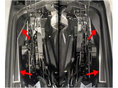 Hinge Dress-Up Plates with Brushed Trim; Carbon Fiber (20-25 Corvette C8 Convertible)