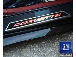 Illuminated Carbon Fiber Door Sills with Corvette Lettering; Blue (20-25 Corvette C8)
