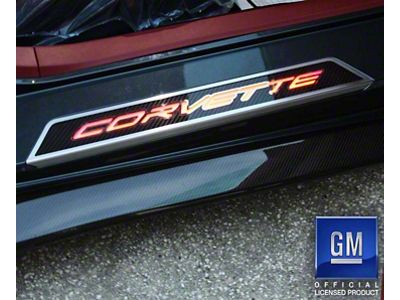 Illuminated Carbon Fiber Door Sills with Corvette Lettering; Blue (20-25 Corvette C8)