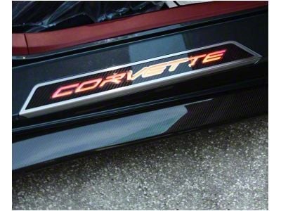 Illuminated Carbon Fiber Door Sills with Corvette Lettering; White (20-23 Corvette C8)