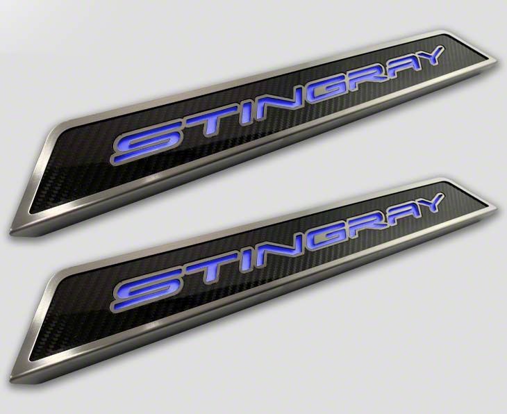 Corvette Illuminated Carbon Fiber Door Sills with Stingray Lettering