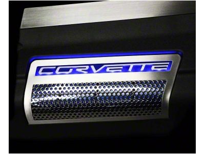 Illuminated Engine Shroud Side Inserts; Perforated Stainless; Red LED (09-13 Corvette C6 ZR1)