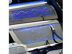 Illuminated Fuel Rail Replacement Covers; Perforated Stainless; Blue LED (05-07 Corvette C6)