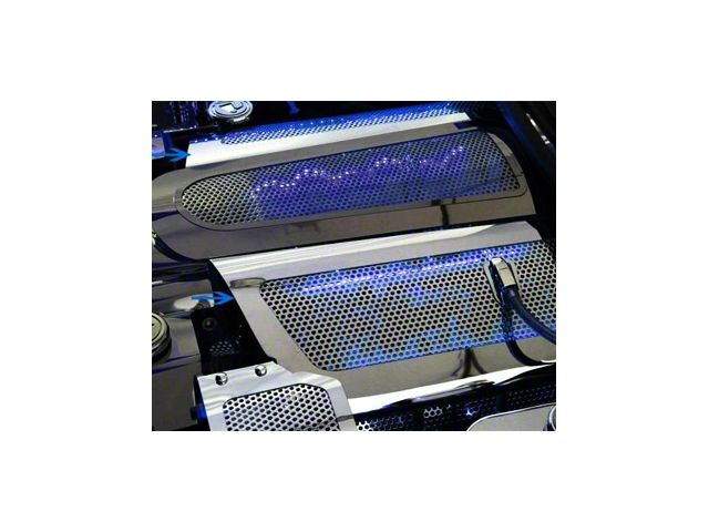 Illuminated Fuel Rail Replacement Covers; Perforated Stainless; Red LED (06-12 Corvette C6 Z06)