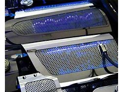 Illuminated Fuel Rail Replacement Covers; Perforated Stainless; Red LED (06-12 Corvette C6 Z06)