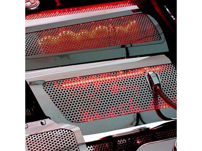 Illuminated Fuel Rail Replacement Covers; Perforated Stainless; Red LED (05-07 Corvette C6)