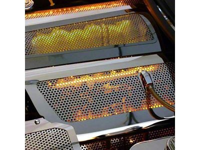 Illuminated Fuel Rail Replacement Covers; Perforated Stainless; Red LED (05-07 Corvette C6)