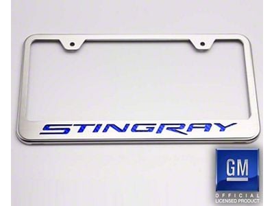 Illuminated License Plate Frame with Stingray Lettering; Blue Inlay (Universal; Some Adaptation May Be Required)
