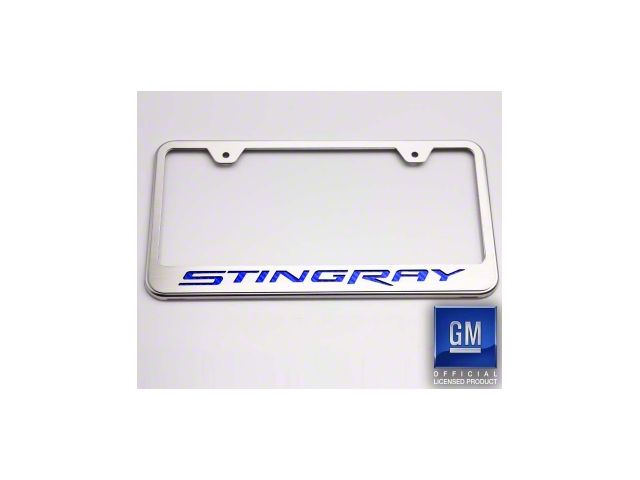 Illuminated License Plate Frame with Stingray Lettering; Green LED (14-19 Corvette C7)