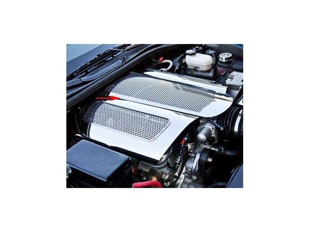 Illuminated Low Profile Plenum Cover; Perforated Stainless; Blue LED (06-13 Corvette C6 Z06)