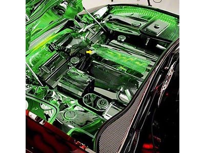 Illuminated Low Profile Plenum Cover; Perforated Stainless; Green LED (97-04 Corvette C5)