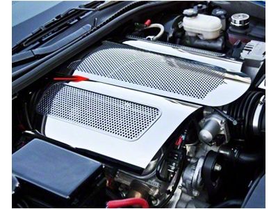 Illuminated Low Profile Plenum Cover; Perforated Stainless; Red LED (06-13 Corvette C6 Z06)