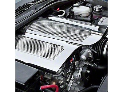 Illuminated Low Profile Plenum Cover; Perforated Stainless; White LED (06-13 Corvette C6 Z06)